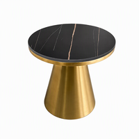 Table basse ronde de luxe en acier inoxydable doré titane, mobilier moderne pour salon