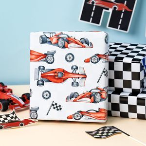 Race Car Wrapping Paper Roll 17 In X 16.4 Ft Reversible Gift Wrap For Birthday Party Decorations - Product Image 4