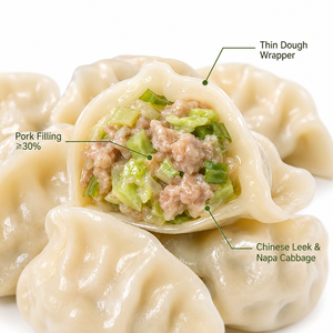 Dumplings chinois au poireau, chou Napa et <span class=keywords><strong>porc</strong></span>, surgelés, sac <span class=keywords><strong>de</strong></span> 240g, prêts à consommer, vente en gros - Product Image 2