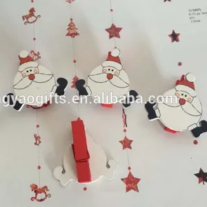 Christmas Wooden Pegs with santa claus and snowman for Decoration Wooden xmas clips gifts photos pin