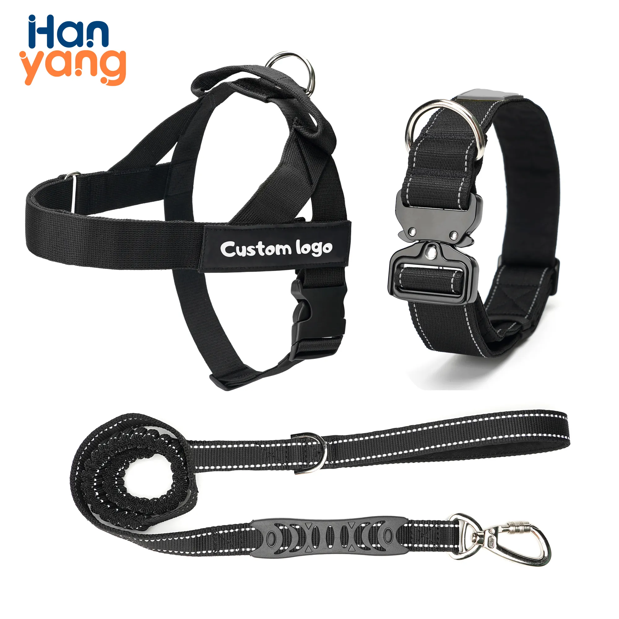 HanYang OEM set tali kekang kerah anjing, rompi Harness hewan peliharaan dapat diatur antilembap reflektif tanpa tarik untuk anjing kecil besar