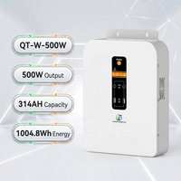 QT-W-500W Station d'inversion murale tout-en-un 500W 1004Wh LiFePO4 avec chargeur solaire pour abri ou atelier hors réseau