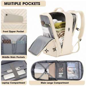 Mochila de Viaje Impermeable y Espaciosa con Múltiples Compartimentos, Puerto de Carga USB, Panel Solar, Aprobada para Avión, Bolsillo Impermeable y Elástico - Product Image 4