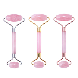 2025 Top bán ngọc bích mặt con lăn tinh khiết tự nhiên Rose Quartz con lăn chăm sóc da công cụ biểu tượng tùy chỉnh màu Hồng tinh thể đá massage con lăn - Product Image 1