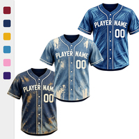 Maillots de baseball respirants en maille Birdseye pour équipes de loisirs adultes, tie-dye inversé, personnalisés et cousus sur mesure pour les matchs des séries éliminatoires de ligue