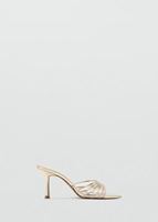 Sandales à talons hauts MNG de luxe dorées métallisées pour femmes, à enfiler, à brides croisées, bout pointu, talon aiguille, strass, respirantes et antidérapantes