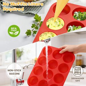 Molde de Silicona para Muffins y Cupcakes, 12 Cavidades, Antiadherente, Resistente al Calor, Tamaño Regular, Grado Alimenticio, Superventas - Product Image 5