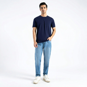 T-shirt pour homme en coton 100% de haute qualité, uni, sur mesure, grande taille, séchage rapide, respirant, impression numérique sur toile - Product Image 1