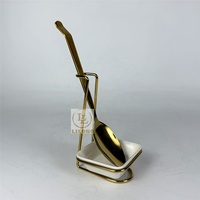 Cuillère de service en acier inoxydable avec support métallique et plateau anti-goutte en céramique, ensemble repose-cuillère pour buffet, hôtel, banquet, restauration