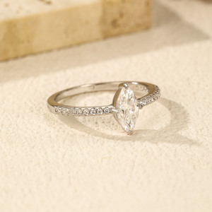 S925 Silver Marquise Cut Cubic Zirconia Engagement <b>Ring</b> Stackable Band <b>Dainty</b> Marquise Cut CZ Silver <b>Ring</b> Niche Luxury Statement - Product Image 6
