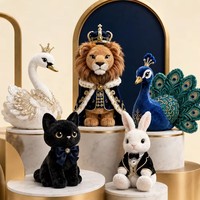 Ensemble de jouets en peluche personnalisés Royal Noble, Lion Couronné, Cygne, Paon, Chat Noir, Lapin Gentleman
