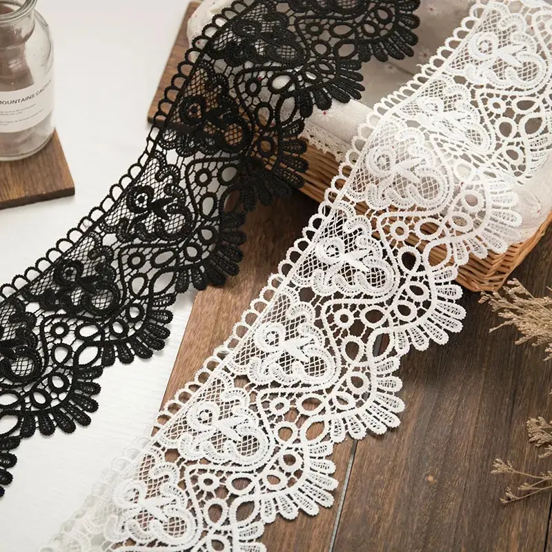 Wholesale Fancy Embroidery Trim Ribbon Cotton Webbing Water Soluble French Border Guipure Lace Trim