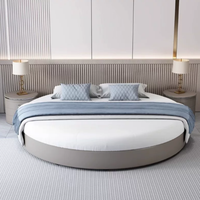 Cadre de lit rond moderne, lit rembourré de qualité commerciale avec tailles personnalisées, pour hôtel et chambre de luxe