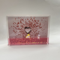 Magnifique cadre photo en acrylique transparent avec liquide et paillettes flottantes, idéal pour toutes les occasions, souvenir ou cadeau.
