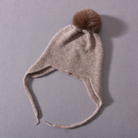 Jxwatcher Bonnet d'hiver chaud pour bébé, unisexe, en cachemire doux, double couche épaisse, avec pompon en fourrure et cache-oreilles, pour enfants et filles