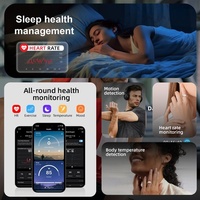 Bracelet connecté intelligent contrôlé par application avec suivi du sommeil, de la fréquence cardiaque et de la température ; compatible avec les plateformes Android et iOS.
