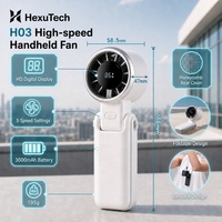 H03 Promotion Ventilateur Turbo Portable Pliable à Affichage Numérique, 3600 mAh, 5 Vitesses, Haute Vitesse, Mini Ventilateur de Refroidissement à Main