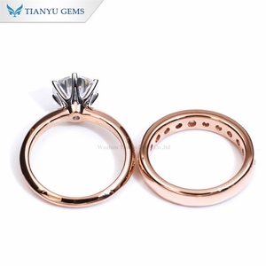 Tianyu Gems Round 8,5mm 2.5ct Moissanite Diamond 10K 14K 18K Solid Rose Gold Classic Fashion Jewelry Ring Set para mujeres - Product Image 6