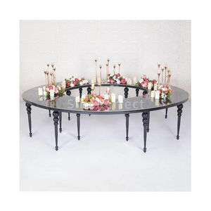 Mesa Redonda de Lujo de Acero Inoxidable Negro Moderno con Cristal para Decoración de Bodas y Eventos, Gran Venta - Product Image 1