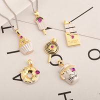 Collar con Colgante de la Serie de Comida Donut, Moderno y Lindo, para Mujer, Venta al Por Mayor