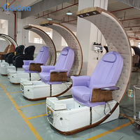 Chaise de pédicure électrique professionnelle pour salon de manucure avec bassin pour les pieds à LED