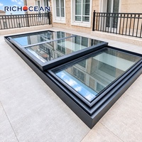 RICHOCEAN Fenêtre de toit coulissante motorisée multi-panneaux en aluminium et verre feuilleté, à rétraction automatique, écoénergétique