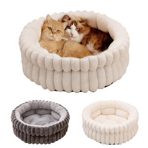 Dickes warmes Haustier bett Rundes Katzen nest Weiches Hundehütte Plüsch Schlaf kissen Anti-Rutsch-Winter polster für kleine mittelgroße Katzen Hunde - Product Image 1