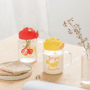 Vaso transparente Yan Xia de vidrio resistente a altas temperaturas, con tapa y pajita, de gran capacidad, diseño lindo, para estudiantes, mujeres, leche, <span class=keywords><strong>desayuno</strong></span>, oficina. - Product Image 3