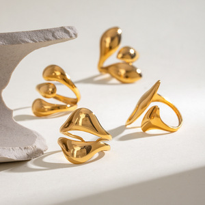 European Style Stainless Steel Teardrop <b>Open</b> <b>Ring</b> Titanium Steel Unisex Jewelry Gift - Product Image 3