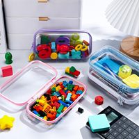 Étui à fermeture éclair transparent à face dure pour rangement-Trousse à crayons à fermeture éclair transparente en plastique de qualité professionnelle, bacs de rangement pour jouets, trousse de toilette