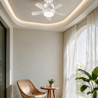 Ventilateur de plafond moderne blanc avec lumière, 6 pales, télécommande, 3 vitesses, 24W, montage encastré, chambre, salon, enfants