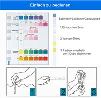 Bandelettes de Test pour Aquarium 6 en 1, Kit de Test pour Aquarium à 100 bandes pour tester le PH, le Nitrite, le Nitrate et le chlore général