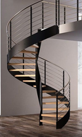 Escalier en colimaçon de luxe avec éclairage LED, garde-corps en aluminium, installation DIY, utilisation intérieure pour hôtels et villas, design moderne, sûr et durable