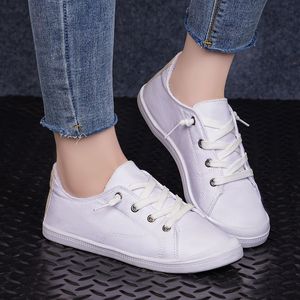 Womens <b>Shoes</b> European American Style Plus-size Summer Breathable Lightweight Canvas Sneakers <b>Soft</b>-soled Casual Lace-up Low Solid - Product Image 3