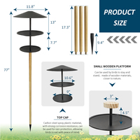 Mangeoire à oiseaux en bois sur mesure JH-Mech avec support, couvercle anti-pluie amovible, plateau séparé pour graines et eau, mangeoire à oiseaux d'extérieur avec support