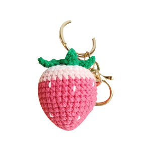 Creative Cartoon Gradient Strawberry Keychain Handmade Yarn Woven Key <b>Ring</b> Cute Bag Charm <b>Phone</b> Pendant for Girls - Product Image 5
