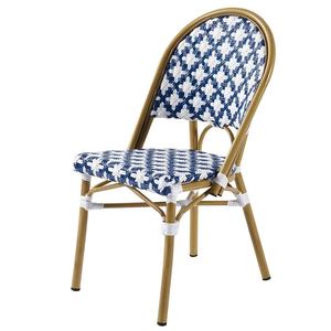Chaises <span class=keywords><strong>de</strong></span> Bistro Modernes Parisiennes Blanches et Bleues, en Rotin et Aluminium, pour Restaurant, Jardin, Extérieur et Café - Product Image 2