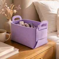 Panier de rangement rectangulaire multifonctionnel en feutre pastel macaron, organisateur de bureau décoratif pour jouets, livres et linge