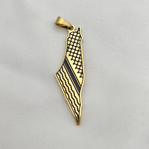 Grosir gaya panas kalung Palestina baja tahan karat berlapis emas 18k dengan zirkon Kuffiyeh liontin peta Enamel kubah kalung - Product Image 5