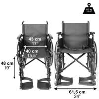 Silla de Ruedas Manual (Ancho del Asiento 15", 16", 17", 18", 19", 20"), Sillas de Ruedas Plegables de Acero Autopropulsadas para Adultos PEPE P10027