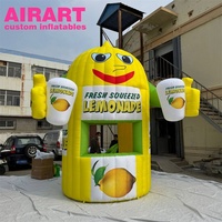 Cabines de limonade gonflables de 4 mètres de haut pour les fêtes sur le thème des enfants, avec des kiosques gonflables sur pied de limonade personnalisés.