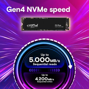 Crucial P3 Plus 2TB Interne Nouveau Interface CF SATA 3.0 3D NAND NVMe M.2 SSD 5000MB/s 5400-7200RPM Sans Fil Bureau CT2000P3PSSD8 - Product Image 2