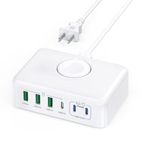 Station de charge HNT 170W 3A3C, chargeur de voyage, chargeur USB C, prise US/EU pour iPhone 17 16 15 14 13, sans fil pour Apple Watch