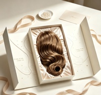 Emballage cadeau en carton rigide magnétique à double porte, sur mesure et exquis, pour l'affichage et l'emballage de perruques et d'extensions de cheveux humains