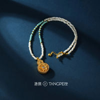Collier en alliage et résine avec pendentif gourde doré pour femme TANGPEI, bijoux tendance