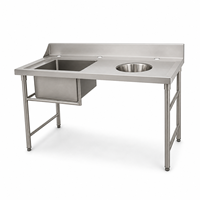 Meja Cuci Piring Stainless Steel Perak dengan Sandaran, Dapat Dilepas, Layanan Satu Atap Langsung dari Pabrik Foshan