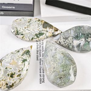 Adornos de Piedras Preciosas Pulidas de Ágata Musgosa Natural en Forma de Lágrima, Geoda de Ágata Druzy para Fines Decorativos - Product Image 3
