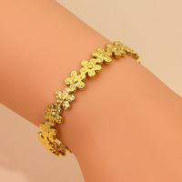 POWELL vente en gros Vintage 18K plaqué or Bracelet en acier inoxydable fleur bijoux de mode femmes Bracelet pour mariage