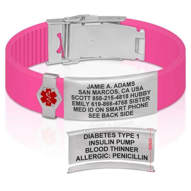 Wholesale Medical Silicone Wristband Fashion Bracelet with QR Code Engraving Blanks and Metal Plate