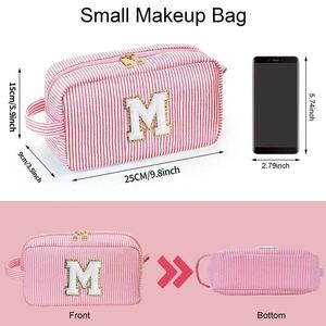 Bolsa de Maquillaje de Viaje Personalizada con Logotipo, con Letra de Chenilla Exquisita y Cierre Metálico Suave - Product Image 5